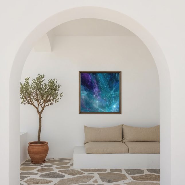 Celestial Prism – Crystalline Cosmos Framed Canvas