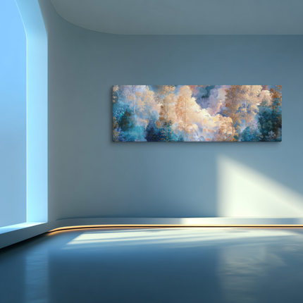 Ethereal Woodland Glow – Panoramic Canvas Wall Art