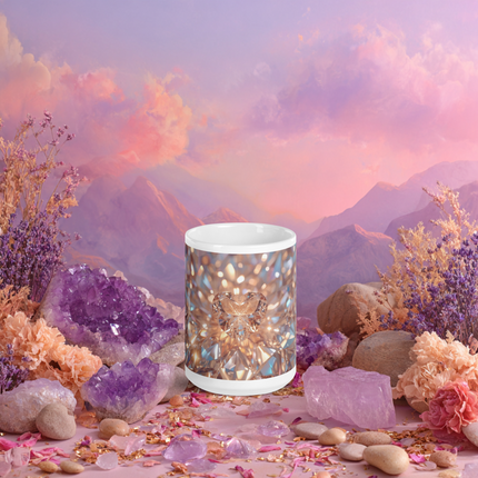 Iridescent Diamond Heart Ceramic Mug