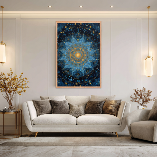 Celestial Mandala – Cosmic Harmony Framed Poster