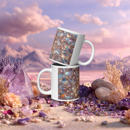 Iridescent Diamond Heart Ceramic Mug