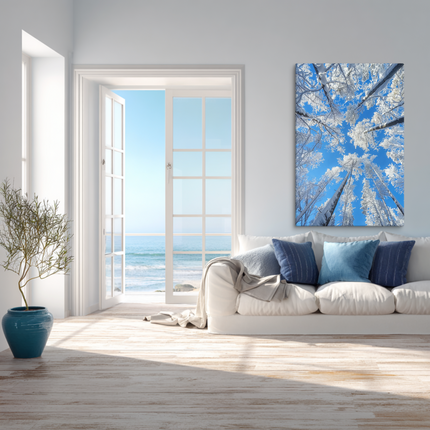 Gazing Into the Blue – Snowy Forest Canvas