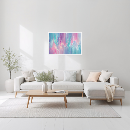 Crystal Flow Harmony – Abstract Pastel Framed Canvas