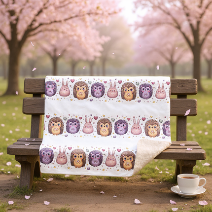 Cozy Sherpa Blanket with Cute Animal Pattern