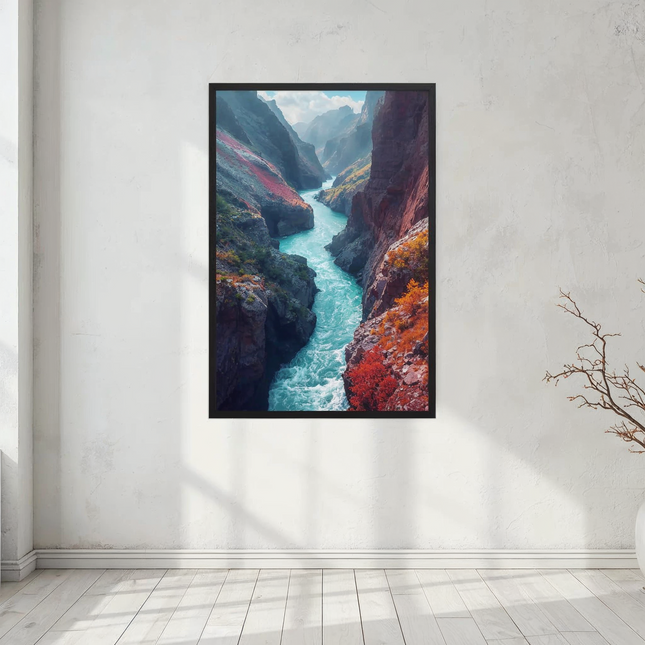 Meditative Canyon River Framed Poster – Matte Paper Nature Art for Calm & Refined Interiors