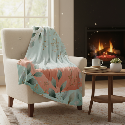 Botanical Harmony Waves – Nature Geometry Throw Blanket