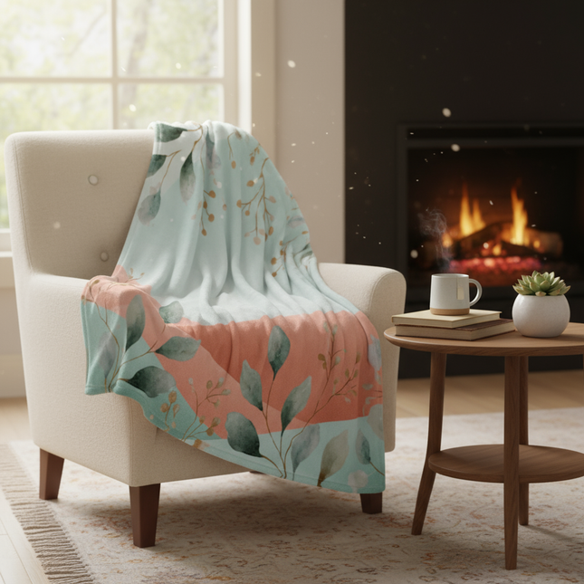 Botanical Harmony Waves – Nature Geometry Throw Blanket