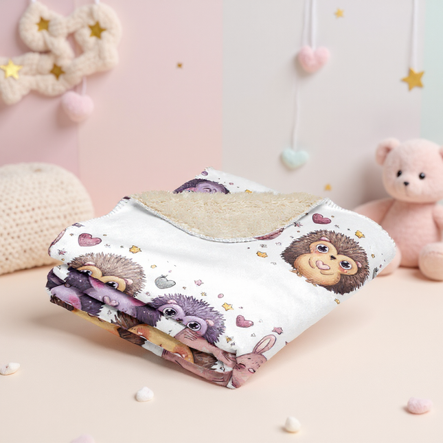 Cozy Sherpa Blanket with Cute Animal Pattern