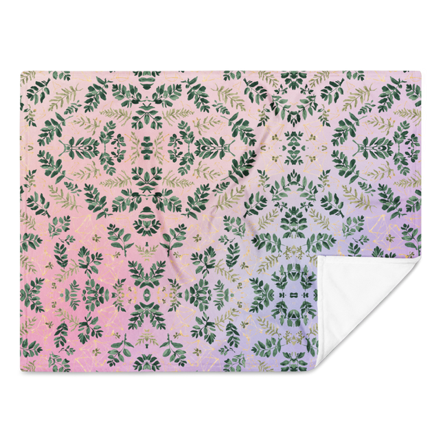 Botanical Geometry Glow – Gradient Leaf Throw Blanket