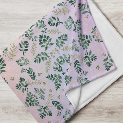 Botanical Geometry Glow – Gradient Leaf Throw Blanket